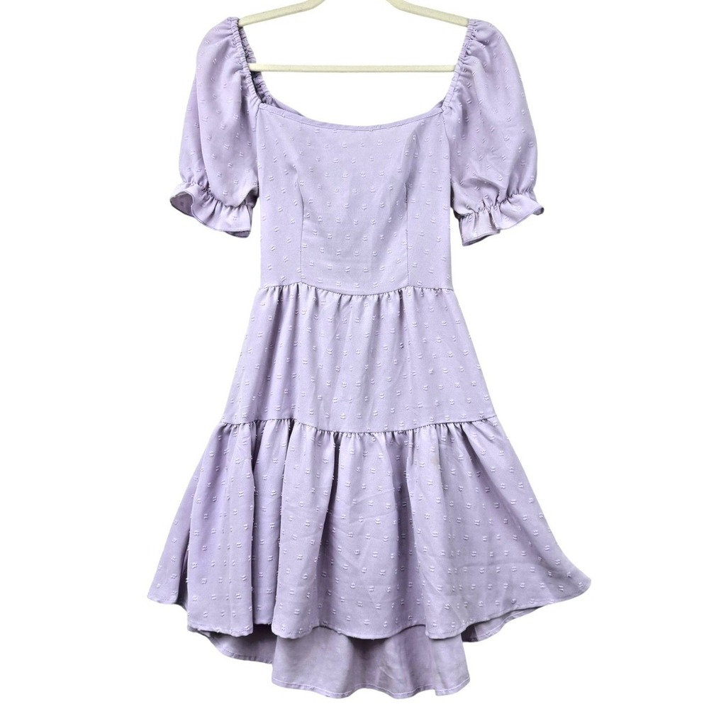 Loness Tiered Babydoll Dress Sz S Pastel Puff Sleeve Fairy‎ Milkmaid Cottagecore - Picture 2 of 10
